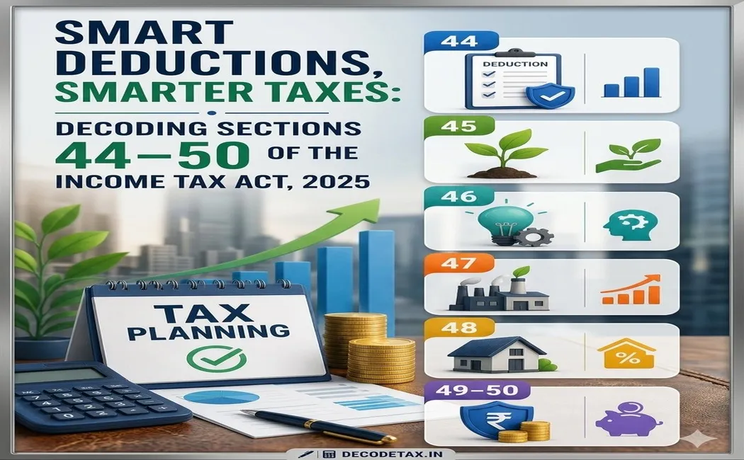 📘 Smart Deductions, Smarter Taxes: Decoding Sections 44–50 of the Income Tax Act, 2025