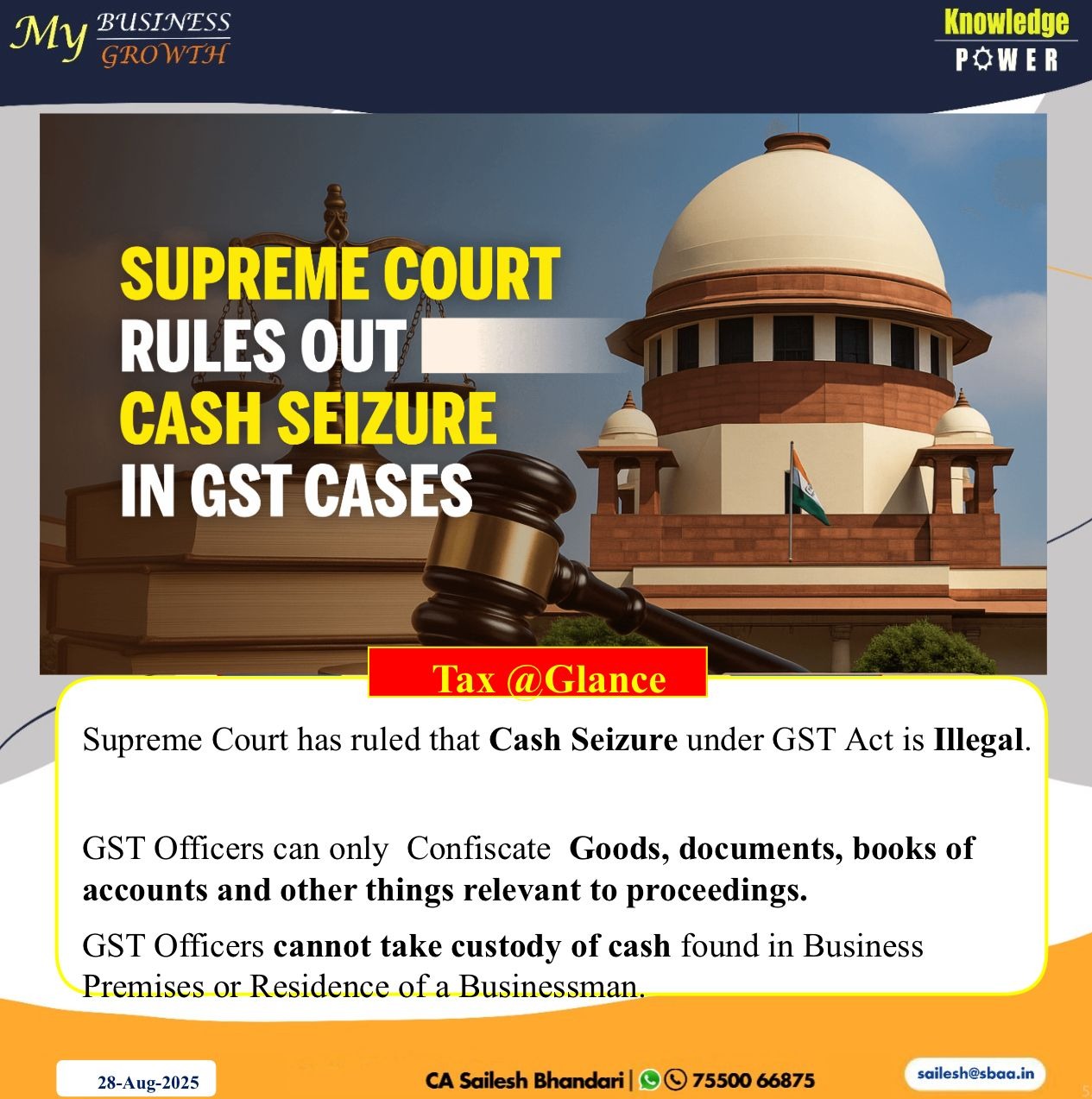  Suprime Court Rules Out Cash Seizure in GST Cases
