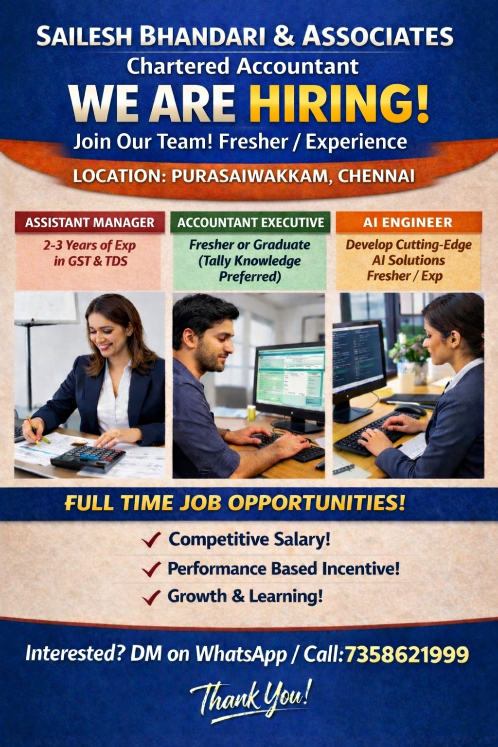 #HiringNow #WeAreHiring #ChennaiJobs #JobsInChennai #CAFirm #FreshersJobs#TallyJobs #TaxJobs#JobOpportunity 