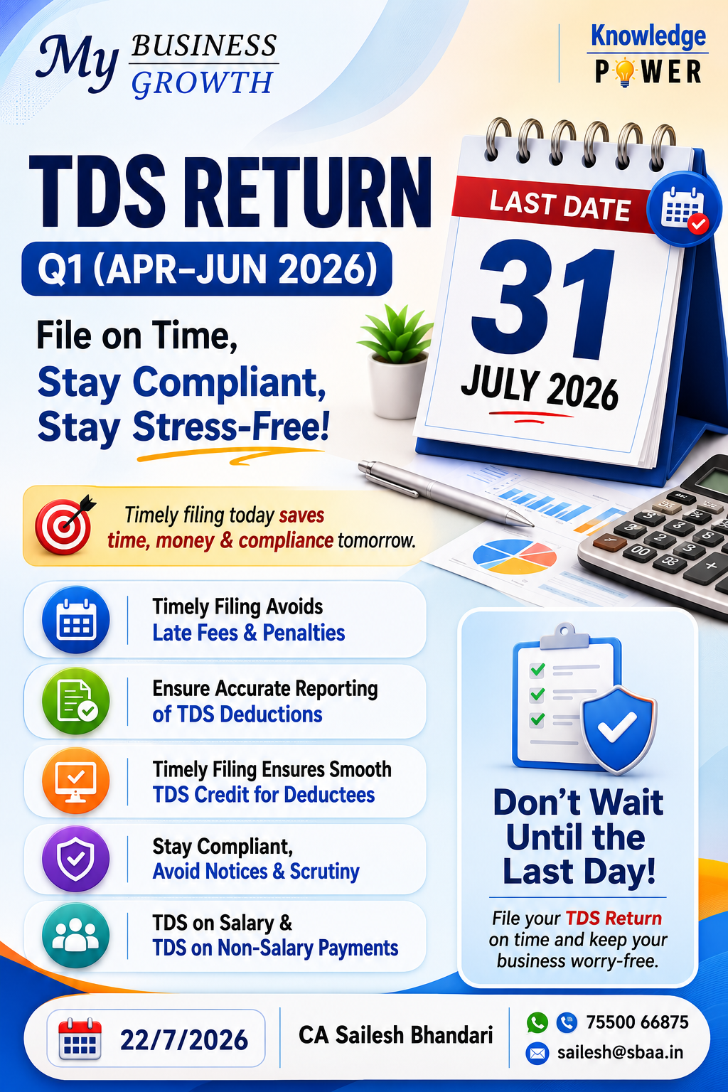 File your Q1 TDS Return by 31 July 2026.